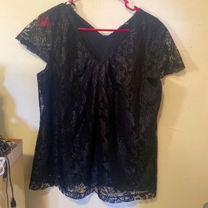 Black floral lacy shirt